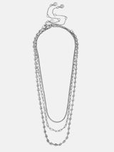 BaubleBar Taylor Waterproof Necklace Set - Silver -
Silver chain necklace layers