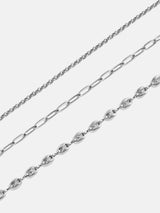 BaubleBar Taylor Waterproof Necklace Set - Silver -
Silver chain necklace layers