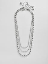 BaubleBar Taylor Waterproof Necklace Set - Silver -
Silver chain necklace layers