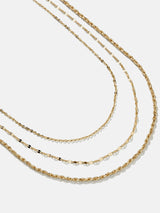 BaubleBar Emma 14K Gold Layered Necklace - Emma 14K Gold Layered Necklace -
3-in-1 necklace for easy styling