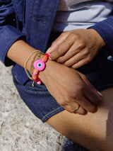 BaubleBar Bright Eyed Beaded Bracelet - Pink -
Evil eye bracelet for stacking