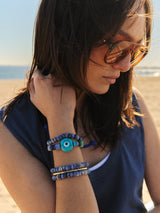 BaubleBar Bright Eyed Beaded Bracelet - Blue -
Evil eye bracelet for stacking