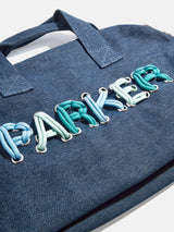 BaubleBar Thready to Go Kids’ Custom Duffle - Dark Denim/Blue Multi -
Personalized travel bag