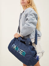 BaubleBar Thready to Go Kids’ Custom Duffle - Dark Denim/Blue Multi -
Personalized travel bag