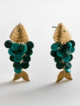 BaubleBar Ripple Effect Fish Earrings - Gold/Malachite -
Fish statement earrings