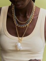 BaubleBar Ophelia Shell Wrap Necklace - Gold/Pearl -
Statement pendant necklace