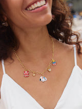 BaubleBar Peanuts Americana Charm Necklace - Red/White/Blue -
Snoopy necklace with gold chain