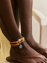 BaubleBar Brooke Semi-Precious Waterproof Anklet Set - Orange -
Set of three beaded anklets