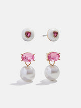 BaubleBar Candy Heart Kids' Earring Set - Pink -
Set of two hypoallergenic earrings for kids