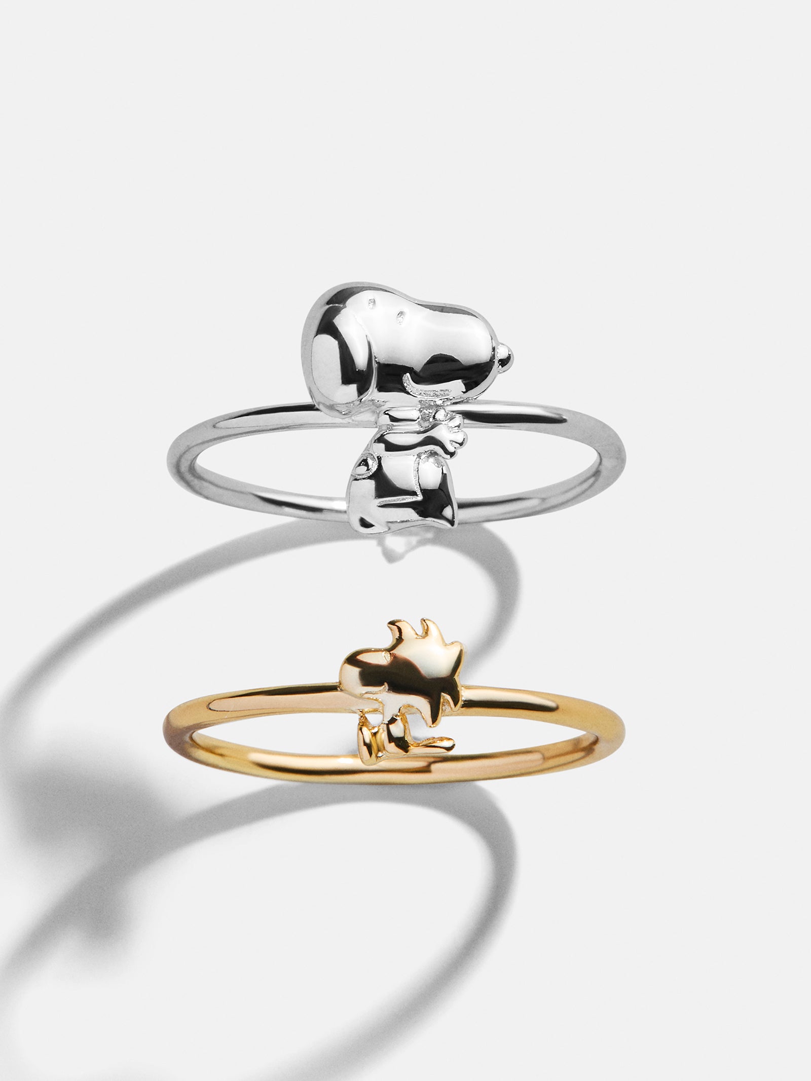 Peanuts Snoopy & Woodstock 14K Gold Ring Set - Gold/Silver – Set