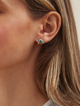 BaubleBar Disney Stitch 14K Gold Earrings - Gold/Blue -
Crystal earrings