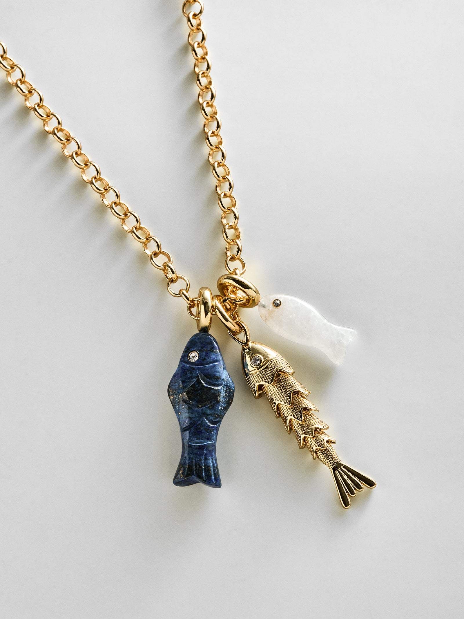BaubleBar Lucky Catch Fish Charm Necklace - Gold