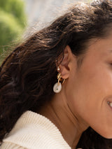 BaubleBar Solana Conch Shell Earrings - Gold/Pearl -
Gold huggie drop earrings