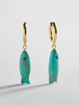 BaubleBar Reel Good Semi-Precious Fish Earrings - Turquoise