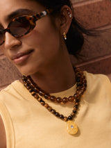 BaubleBar Jamie Semi-Precious Beaded Necklace - Tiger's Eye/Citrine -
Statement pendant necklace