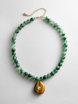 BaubleBar Jamie Semi-Precious Beaded Necklace - Green Jade/Tiger's Eye -
Statement pendant necklace
