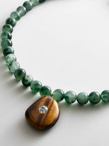BaubleBar Jamie Semi-Precious Beaded Necklace - Green Jade/Tiger's Eye -
Statement pendant necklace