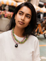 BaubleBar Jamie Semi-Precious Beaded Necklace - Light Amethyst/Black Hypersthene -
Statement pendant necklace