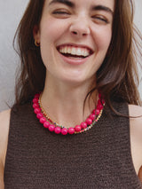 BaubleBar Mini Jane Beaded Necklace - Fuchsia Agate Bead -
Chunky pink necklace