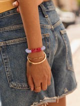 BaubleBar Wear Everywhere Waterproof Custom Bracelet - Blue Lace Agate/Fuchsia -
Personalized name bracelet