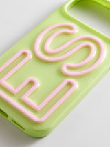 BaubleBar Fine Line Custom iPhone Case - Chartreuse/Light Pink