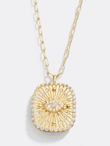 BaubleBar 18K Gold Medallion Necklace - Evil Eye -
18K gold plated sterling silver, Cubic Zirconia