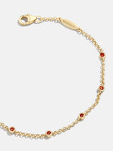BaubleBar Yasmine 18K Gold Birthstone Bracelet - Garnet -
18K gold plated sterling silver, Cubic Zirconia stones