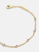 BaubleBar Yasmine 18K Gold Birthstone Bracelet - Amethyst - 
    18K gold plated sterling silver, Cubic Zirconia stones