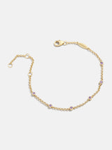 BaubleBar Yasmine 18K Gold Birthstone Bracelet - Amethyst - 
    18K gold plated sterling silver, Cubic Zirconia stones