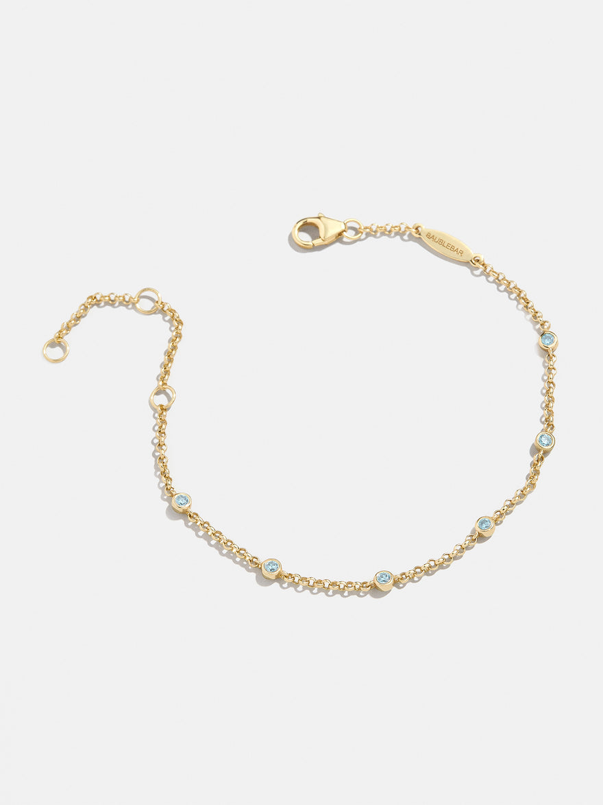 Yasmine 18K Gold Birthstone Bracelet - Aquamarine