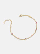 BaubleBar Yasmine 18K Gold Birthstone Bracelet - Ruby -
18K gold plated sterling silver, Cubic Zirconia stones
