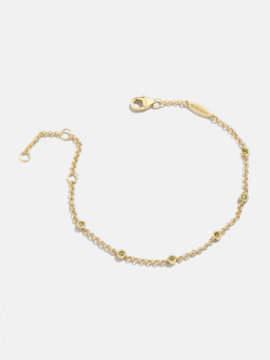 Yasmine 18K Gold Birthstone Bracelet - Peridot