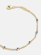 BaubleBar Yasmine 18K Gold Birthstone Bracelet - Sapphire -
18K gold plated sterling silver, Cubic Zirconia stones