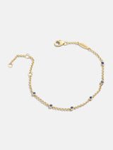 BaubleBar Yasmine 18K Gold Birthstone Bracelet - Sapphire -
18K gold plated sterling silver, Cubic Zirconia stones
