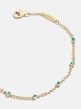 BaubleBar Yasmine 18K Gold Birthstone Bracelet - Blue Zircon -
18K gold plated sterling silver, Cubic Zirconia stones