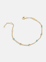 BaubleBar Yasmine 18K Gold Birthstone Bracelet - Blue Zircon -
18K gold plated sterling silver, Cubic Zirconia stones