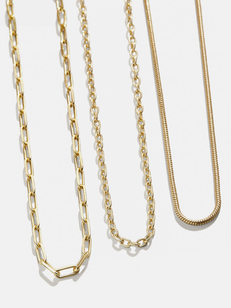 Cluster Charm Necklace Chain - Gold Paperclip Chain