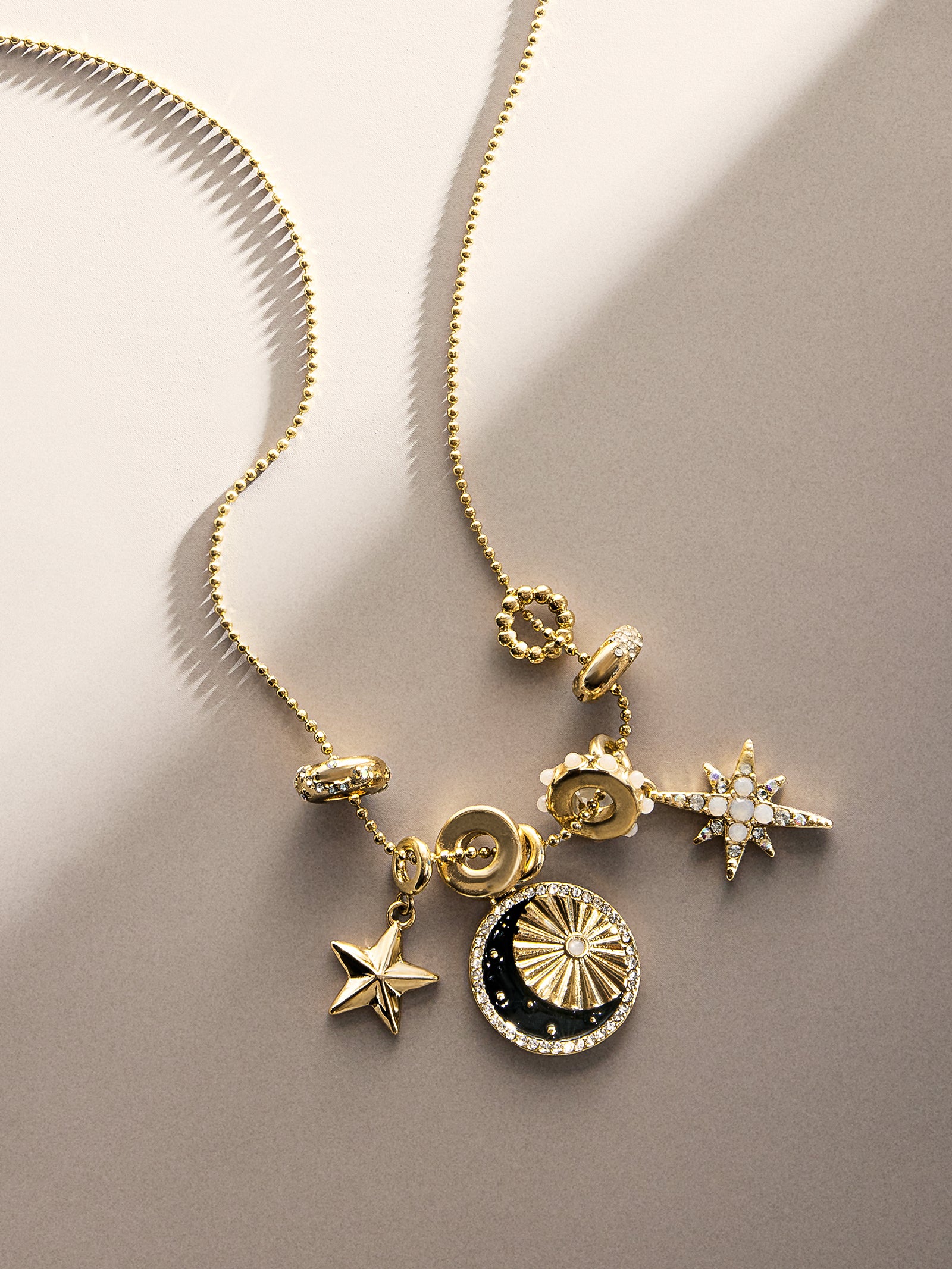 Cressida Celestial Charm Necklace - Star – Gold charms on ball
