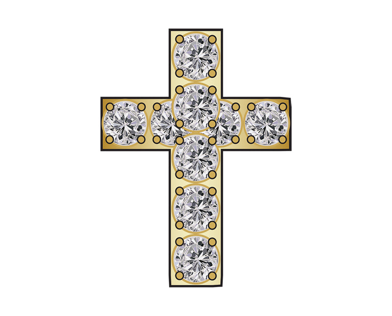Mini Cross Icon - Clear/Gold