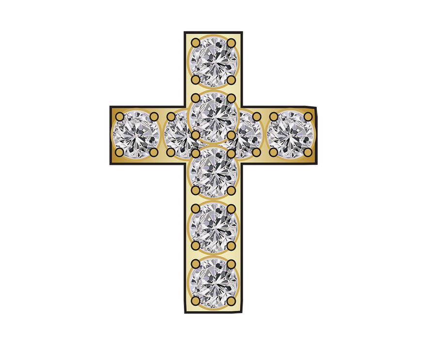 Mini Cross Icon - Clear/Gold