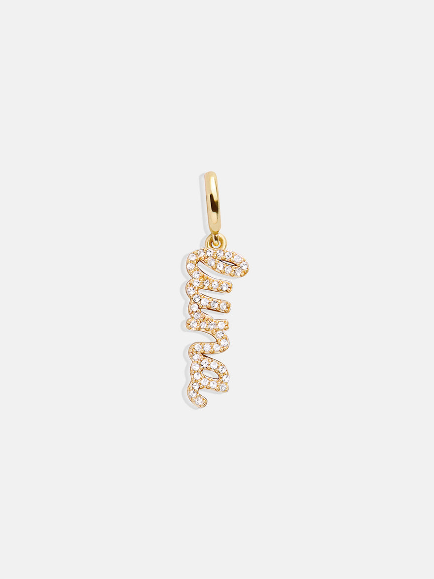 Script Custom Nameplate Charm - Gold/Pavé