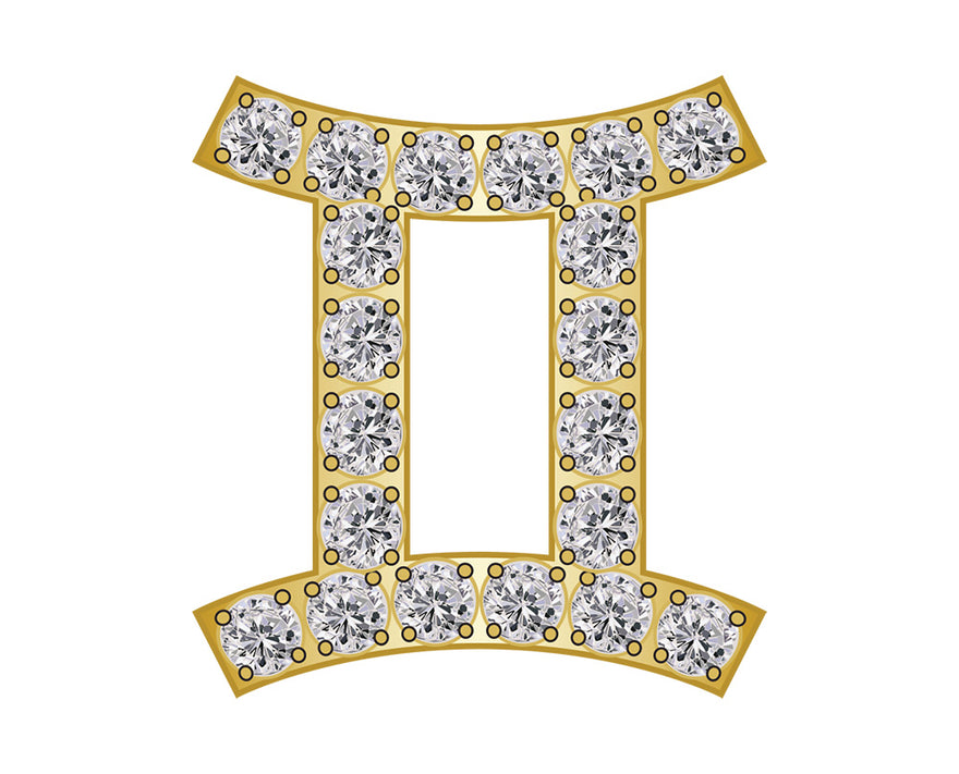 Gemini Mini Zodiac Icon - Pavé/Gold