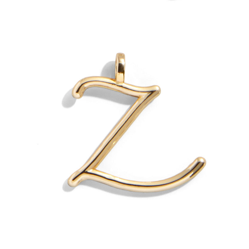 Custom Gold Enamel Script Letter Charm - Z