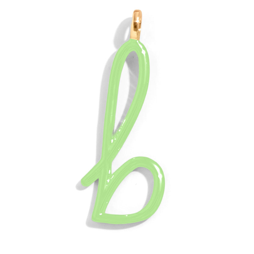Custom Matcha Green Enamel Script Letter Charm - B