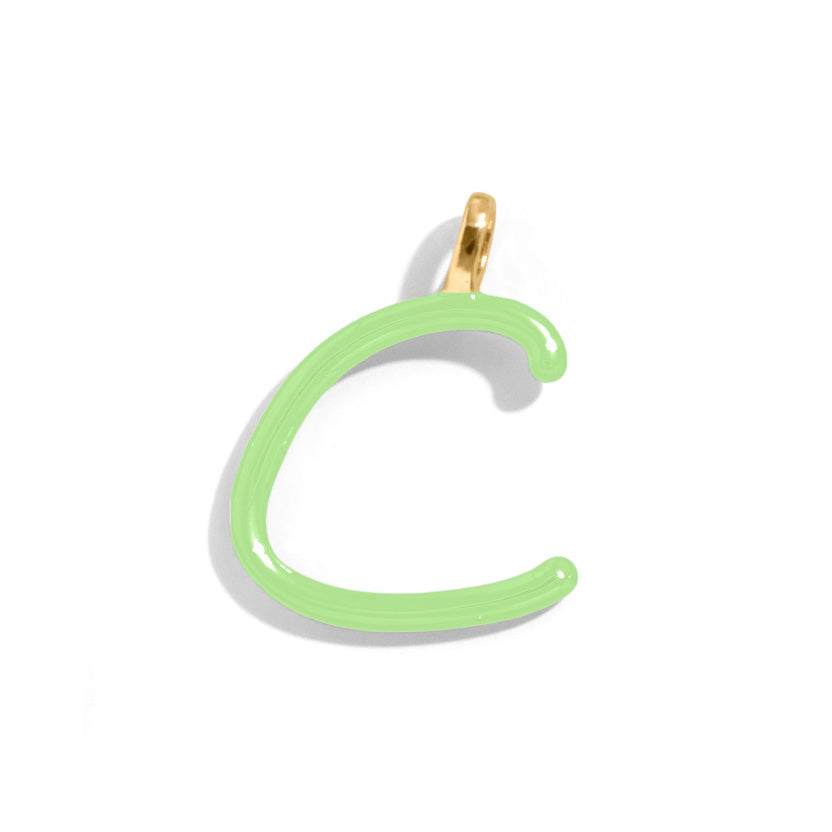 Custom Matcha Green Enamel Script Letter Charm - C