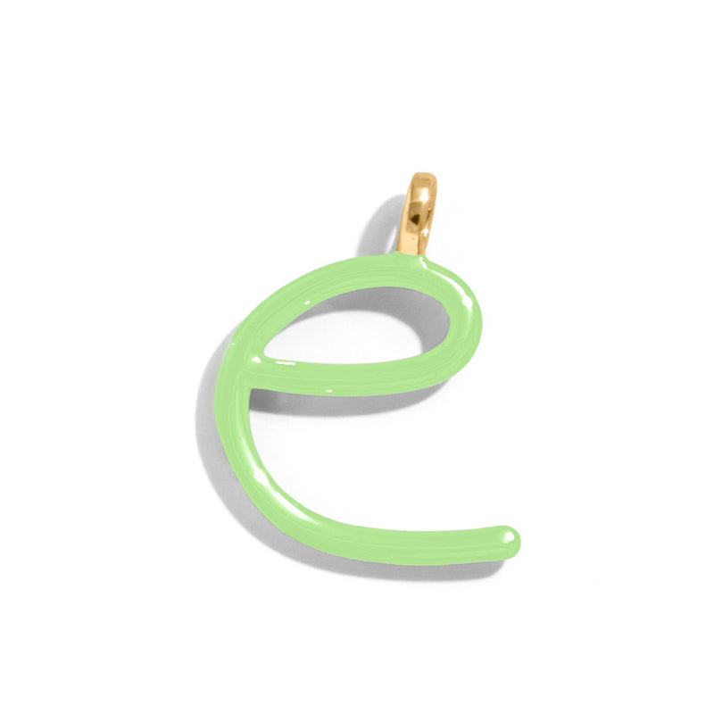 Custom Matcha Green Enamel Script Letter Charm - E