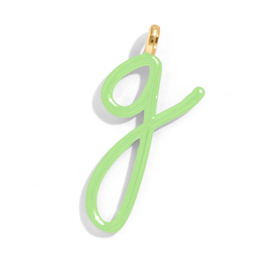 Custom Matcha Green Enamel Script Letter Charm - G