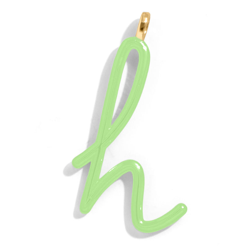 Custom Matcha Green Enamel Script Letter Charm - H
