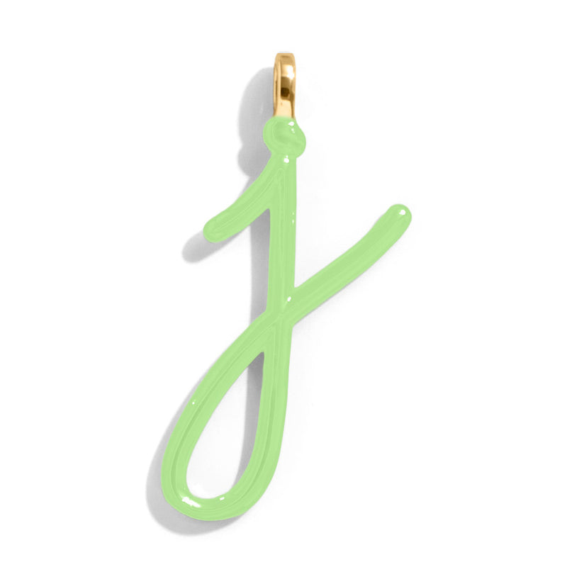 Custom Matcha Green Enamel Script Letter Charm - J