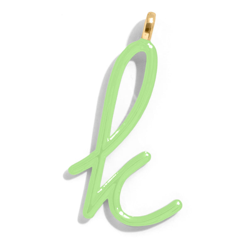 Custom Matcha Green Enamel Script Letter Charm - K